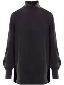 Brunello Cucinelli шелковая блузка с высоким воротом, черный