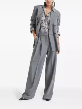 Brunello Cucinelli шелковая рубашка с абстрактным принтом, серый