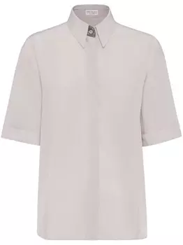 Brunello Cucinelli шелковая рубашка с декором Monili, розовый