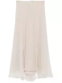 Brunello Cucinelli шелковая юбка макси, нейтральный цвет