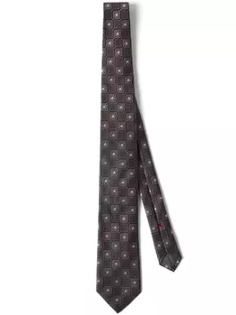Brunello Cucinelli шелковый галстук с геометричным узором, коричневый