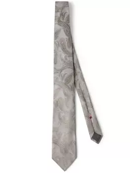 Brunello Cucinelli шелковый галстук с узором пейсли, серый
