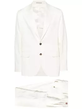 Brunello Cucinelli шелковый костюм с однобортным пиджаком, белый