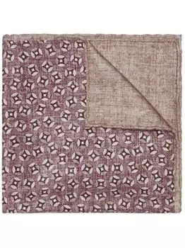 Brunello Cucinelli шелковый платок-паше с геометричным узором, фиолетовый
