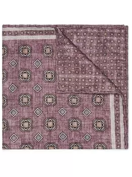 Brunello Cucinelli шелковый платок-паше с геометричным узором, фиолетовый