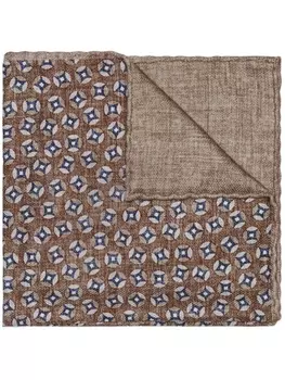 Brunello Cucinelli шелковый платок-паше с геометричным узором, коричневый