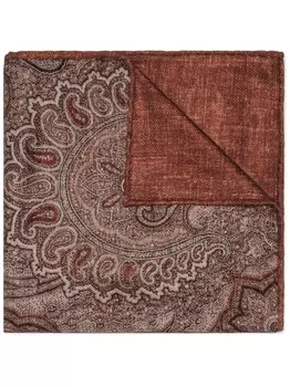 Brunello Cucinelli шелковый платок-паше с узором пейсли, коричневый
