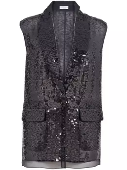 Brunello Cucinelli шелковый жилет с пайетками, черный