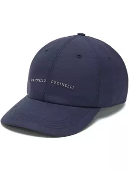 Brunello Cucinelli шерстяная кепка с вышитым логотипом, синий