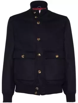 Brunello Cucinelli шерстяная куртка с высоким воротником, синий