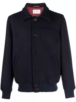 Brunello Cucinelli шерстяная куртка с заостренным воротником, синий