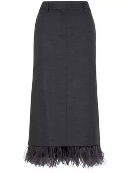 Brunello Cucinelli шерстяная юбка с перьями, черный