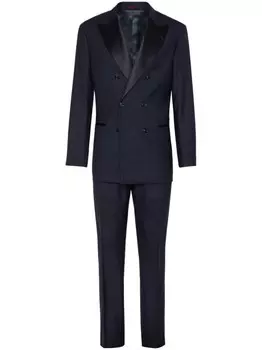 Brunello Cucinelli шерстяной костюм с двубортным пиджаком, синий
