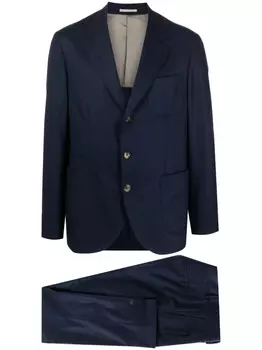 Brunello Cucinelli шерстяной костюм с однобортным пиджаком, синий