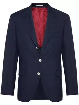 Brunello Cucinelli шерстяной однобортный пиджак, синий
