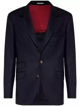 Brunello Cucinelli шерстяной однобортный пиджак, синий
