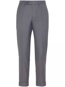 Brunello Cucinelli шерстяные брюки Chalk-Stripe по фигуре, серый