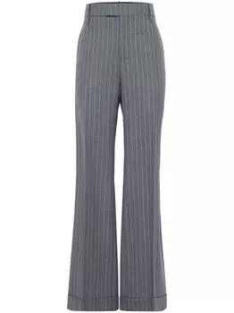 Brunello Cucinelli шерстяные брюки в тонкую полоску, зеленый