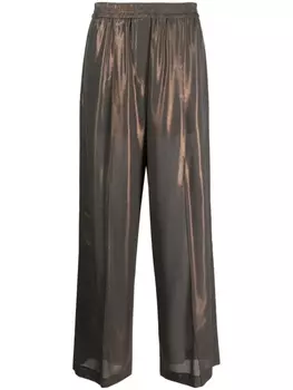 Brunello Cucinelli широкие брюки с эффектом металлик, металлик