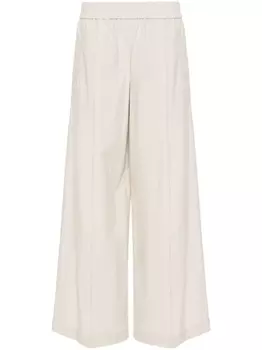 Brunello Cucinelli широкие брюки с эластичным поясом, нейтральный цвет