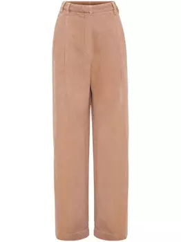 Brunello Cucinelli широкие брюки со складками, коричневый