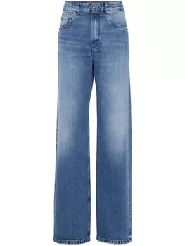 Brunello Cucinelli широкие джинсы средней посадки, синий