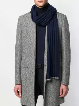 Brunello Cucinelli широкий шарф в рубчик, синий