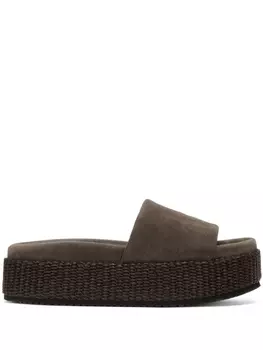 Brunello Cucinelli шлепанцы на платформе, коричневый