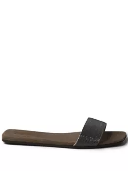 Brunello Cucinelli шлепанцы с бисером, серый