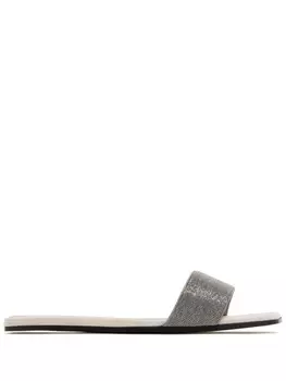 Brunello Cucinelli шлепанцы с декором Monili, серебристый