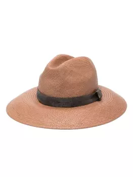 Brunello Cucinelli шляпа-федора с декором Monili, коричневый