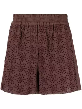 Brunello Cucinelli шорты с цветочной вышивкой, красный
