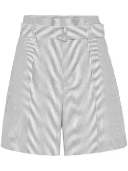 Brunello Cucinelli шорты в полоску с декором Monili, синий