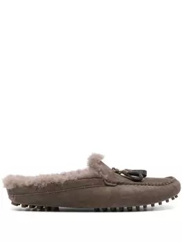 Brunello Cucinelli слиперы с декором Monili, коричневый