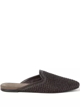 Brunello Cucinelli слиперы с декором Monili, коричневый