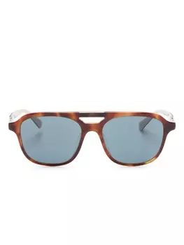 Brunello Cucinelli солнцезащитные очки в оправе трапециевидной формы, коричневый