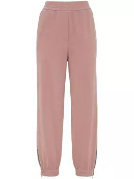 Brunello Cucinelli спортивные брюки с декором Monili, розовый