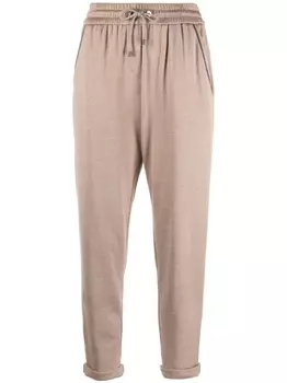 Brunello Cucinelli спортивные брюки с подворотами, коричневый