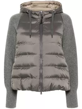 Brunello Cucinelli стеганая куртка с капюшоном, серый