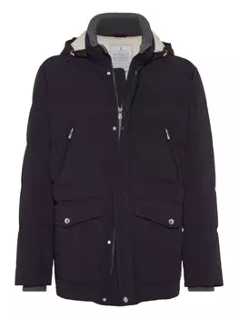 Brunello Cucinelli стеганая куртка с капюшоном, синий