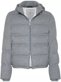 Brunello Cucinelli стеганый пуховик с капюшоном, серый