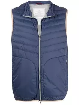 Brunello Cucinelli стеганый жилет на молнии, синий