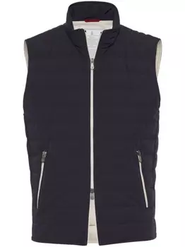 Brunello Cucinelli стеганый жилет с высоким воротником, синий