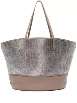 Brunello Cucinelli сумка-тоут с эффектом металлик, коричневый