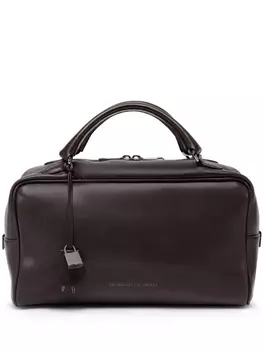 Brunello Cucinelli сумка-тоут с логотипом, коричневый