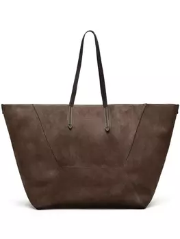 Brunello Cucinelli сумка-тоут с тисненым логотипом, коричневый