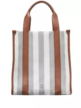 Brunello Cucinelli сумка-тоут в полоску, серый