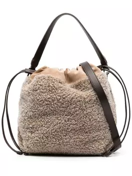 Brunello Cucinelli сумка-ведро из овчины, коричневый