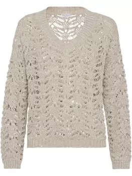 Brunello Cucinelli свитер Foliage Lace, нейтральный