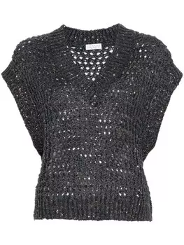 Brunello Cucinelli свитер Rustic Dazzling Net, синий